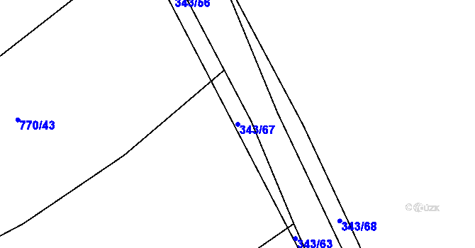 Parcela st. 343/67 v KÚ Lažánky u Blanska, Katastrální mapa