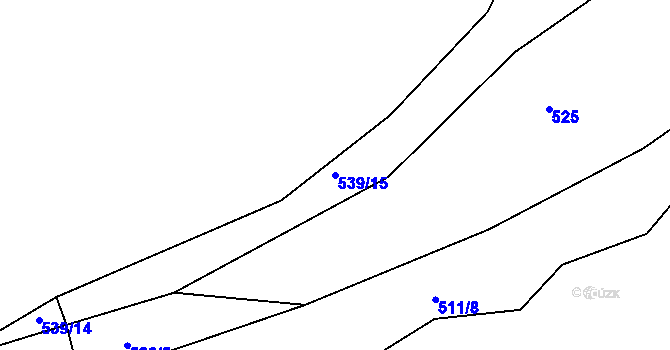Parcela st. 539/15 v KÚ Lažánky u Blanska, Katastrální mapa