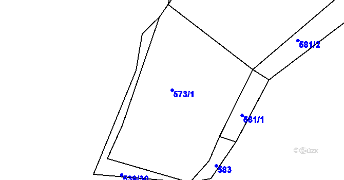 Parcela st. 573/1 v KÚ Lažánky u Blanska, Katastrální mapa