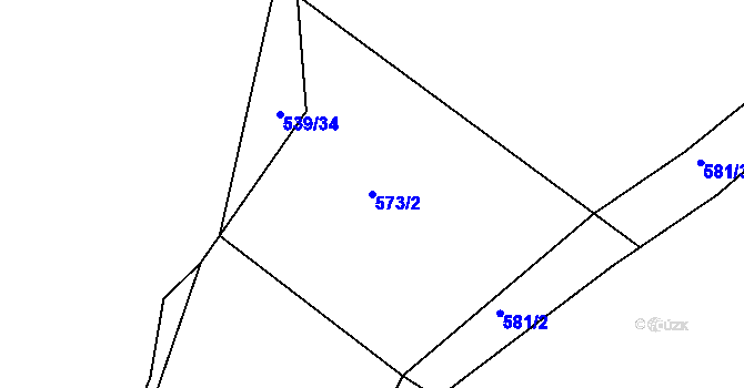 Parcela st. 573/2 v KÚ Lažánky u Blanska, Katastrální mapa
