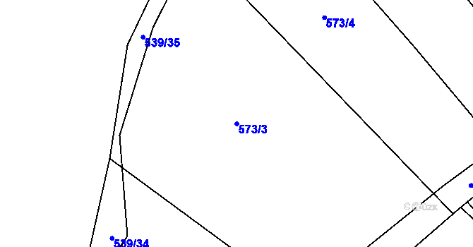 Parcela st. 573/3 v KÚ Lažánky u Blanska, Katastrální mapa