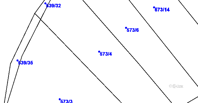 Parcela st. 573/4 v KÚ Lažánky u Blanska, Katastrální mapa