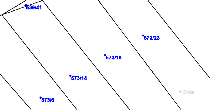 Parcela st. 573/18 v KÚ Lažánky u Blanska, Katastrální mapa