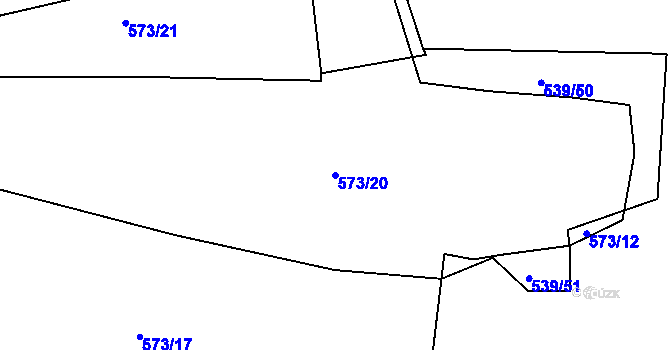 Parcela st. 573/20 v KÚ Lažánky u Blanska, Katastrální mapa