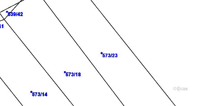 Parcela st. 573/23 v KÚ Lažánky u Blanska, Katastrální mapa