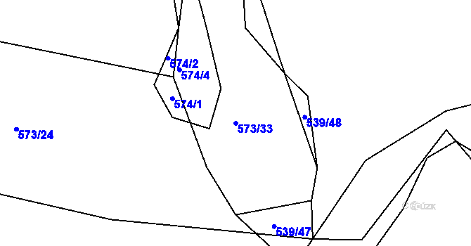 Parcela st. 573/33 v KÚ Lažánky u Blanska, Katastrální mapa