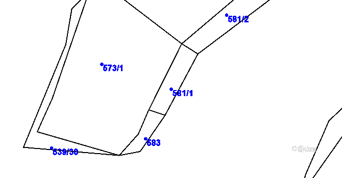 Parcela st. 581/1 v KÚ Lažánky u Blanska, Katastrální mapa