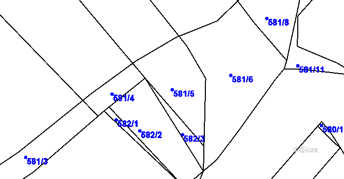 Parcela st. 581/5 v KÚ Lažánky u Blanska, Katastrální mapa