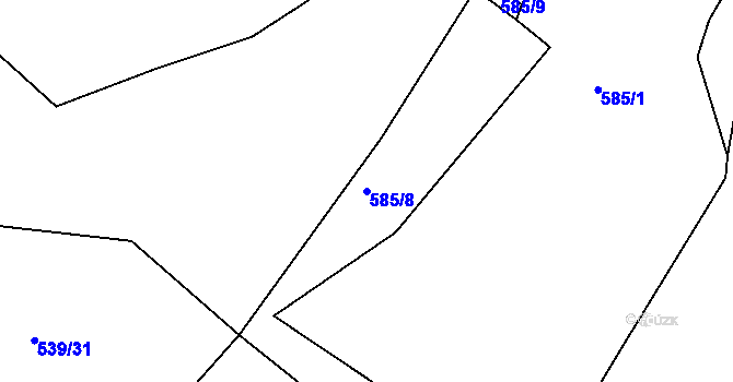 Parcela st. 585/8 v KÚ Lažánky u Blanska, Katastrální mapa