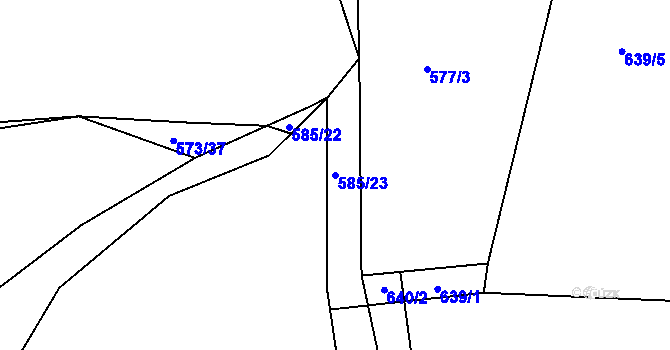 Parcela st. 585/23 v KÚ Lažánky u Blanska, Katastrální mapa