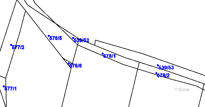 Parcela st. 678/1 v KÚ Lažánky u Blanska, Katastrální mapa