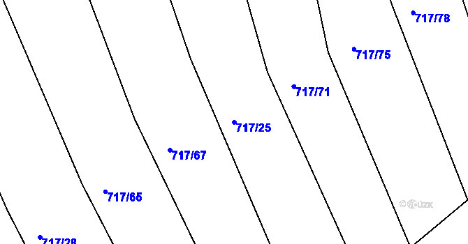 Parcela st. 717/25 v KÚ Lažánky u Blanska, Katastrální mapa