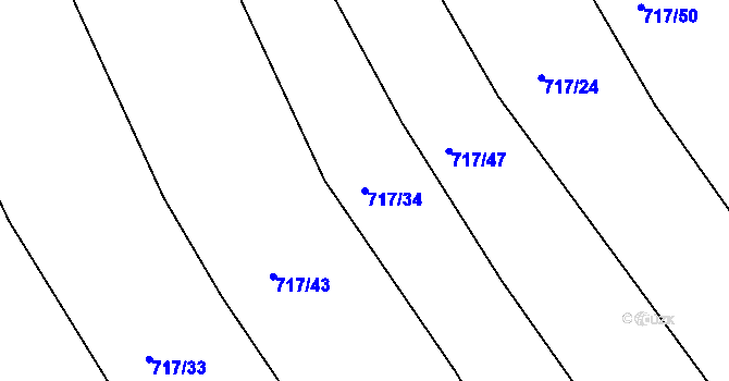 Parcela st. 717/34 v KÚ Lažánky u Blanska, Katastrální mapa
