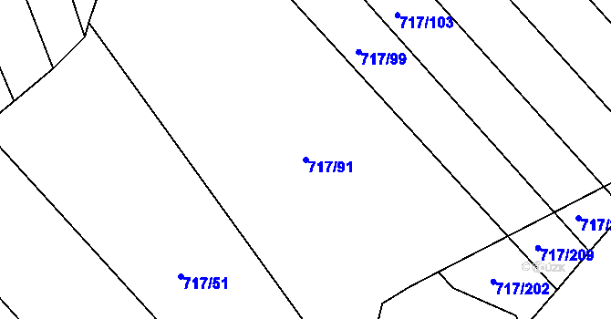 Parcela st. 717/91 v KÚ Lažánky u Blanska, Katastrální mapa