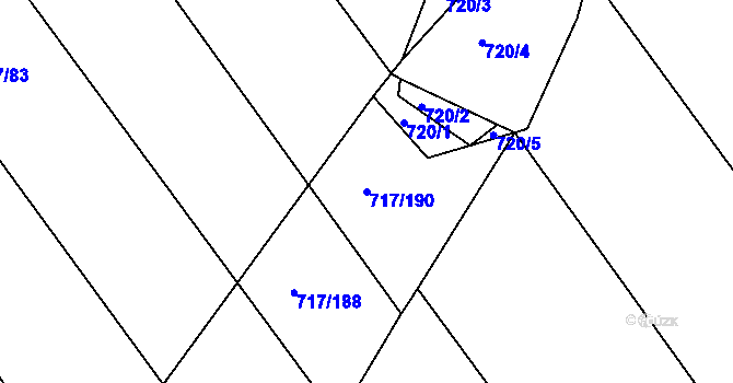 Parcela st. 717/190 v KÚ Lažánky u Blanska, Katastrální mapa