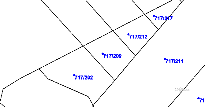 Parcela st. 717/209 v KÚ Lažánky u Blanska, Katastrální mapa