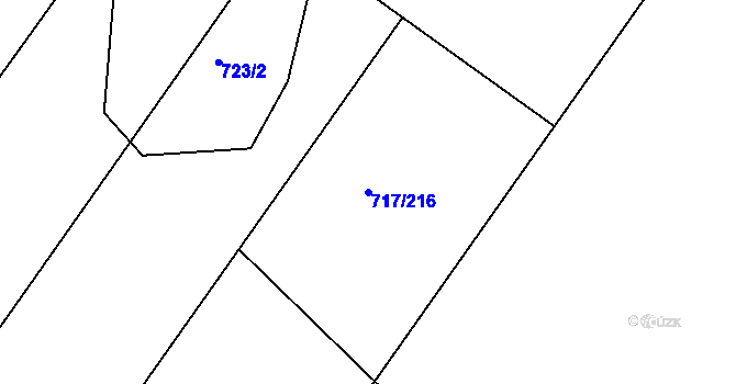 Parcela st. 717/216 v KÚ Lažánky u Blanska, Katastrální mapa