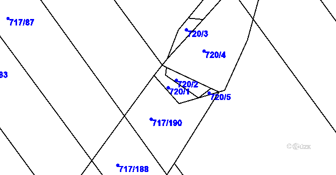 Parcela st. 720/1 v KÚ Lažánky u Blanska, Katastrální mapa
