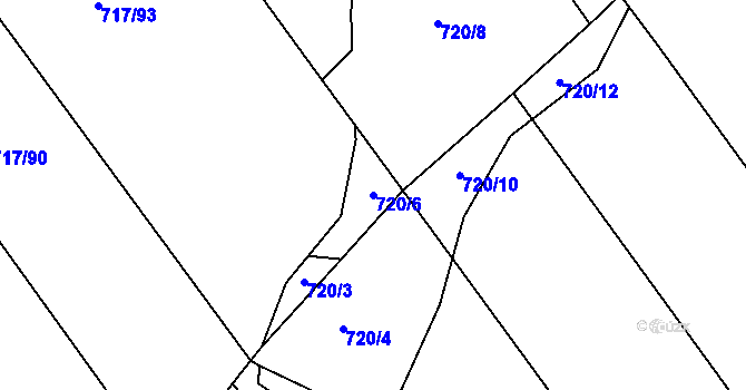 Parcela st. 720/6 v KÚ Lažánky u Blanska, Katastrální mapa