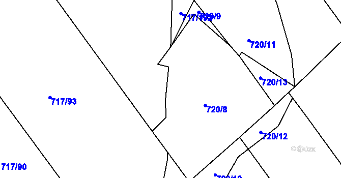 Parcela st. 720/7 v KÚ Lažánky u Blanska, Katastrální mapa
