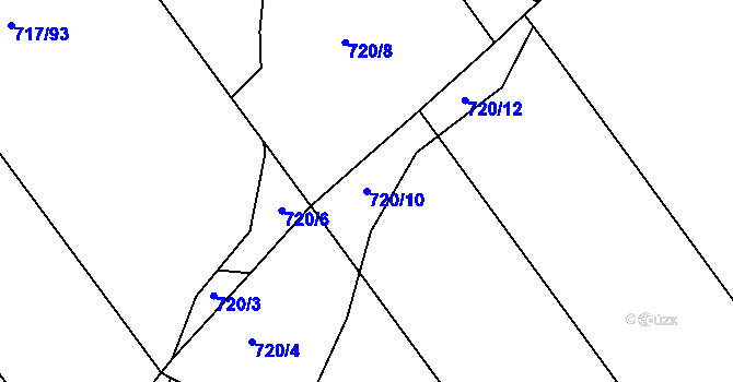 Parcela st. 720/10 v KÚ Lažánky u Blanska, Katastrální mapa