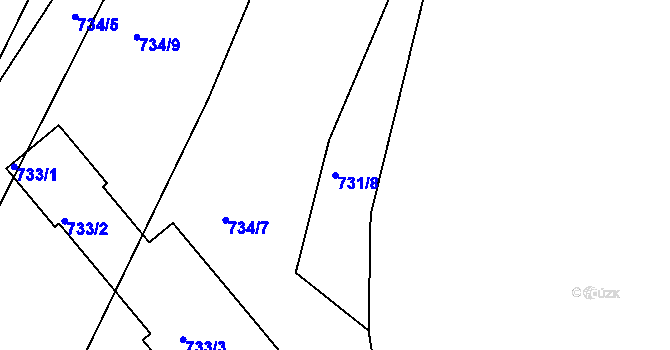 Parcela st. 731/8 v KÚ Lažánky u Blanska, Katastrální mapa