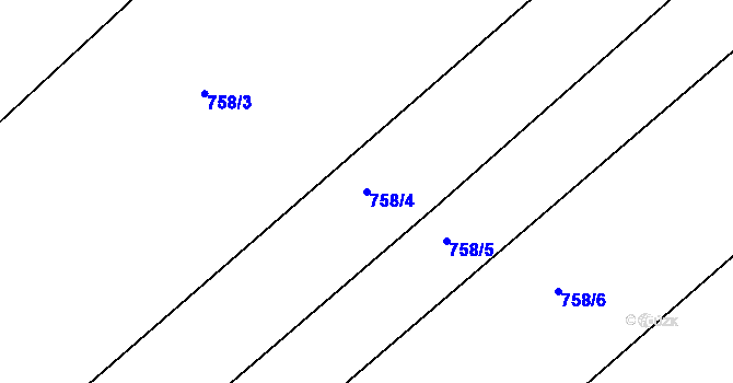 Parcela st. 758/4 v KÚ Lažánky u Blanska, Katastrální mapa
