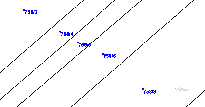 Parcela st. 758/6 v KÚ Lažánky u Blanska, Katastrální mapa