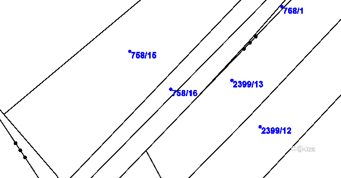 Parcela st. 758/16 v KÚ Lažánky u Blanska, Katastrální mapa