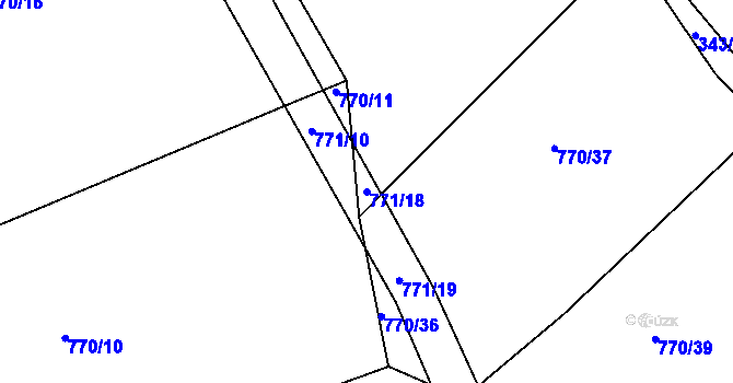 Parcela st. 771/18 v KÚ Lažánky u Blanska, Katastrální mapa