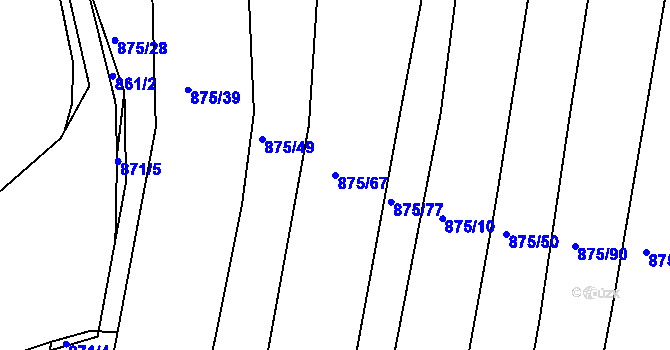 Parcela st. 875/67 v KÚ Lažánky u Blanska, Katastrální mapa