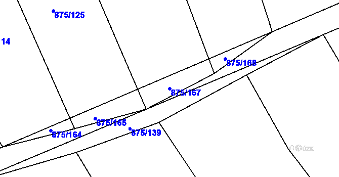 Parcela st. 875/167 v KÚ Lažánky u Blanska, Katastrální mapa