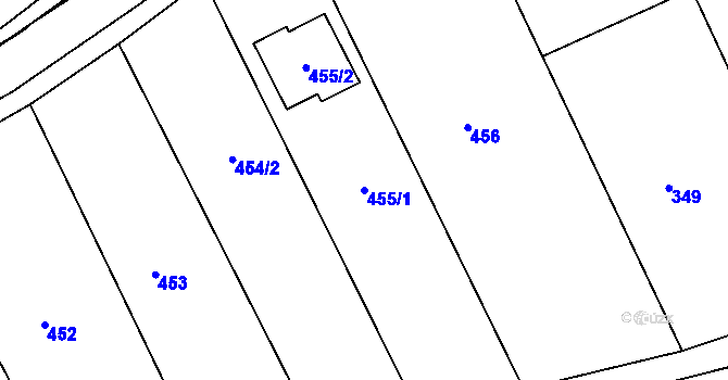 Parcela st. 455/1 v KÚ Lažánky u Blanska, Katastrální mapa