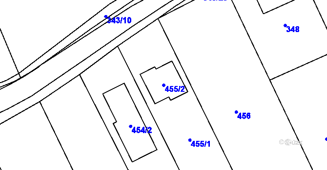 Parcela st. 455/2 v KÚ Lažánky u Blanska, Katastrální mapa