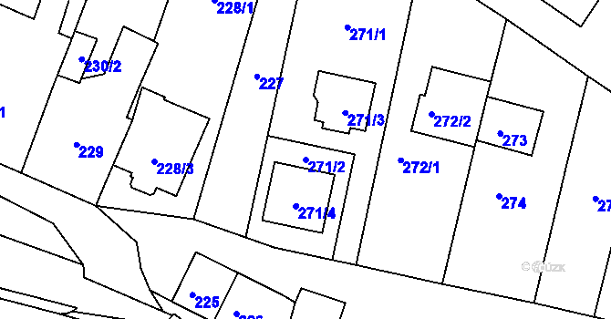 Parcela st. 271/2 v KÚ Lažánky u Blanska, Katastrální mapa