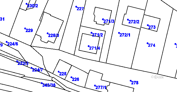 Parcela st. 271/4 v KÚ Lažánky u Blanska, Katastrální mapa