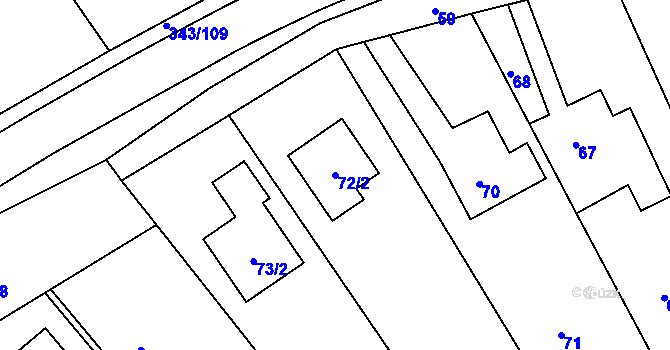 Parcela st. 72/2 v KÚ Lažánky u Blanska, Katastrální mapa