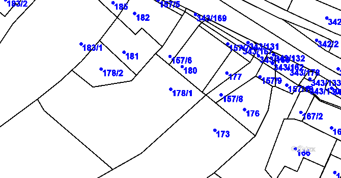 Parcela st. 178/1 v KÚ Lažánky u Blanska, Katastrální mapa