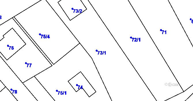 Parcela st. 73/1 v KÚ Lažánky u Blanska, Katastrální mapa