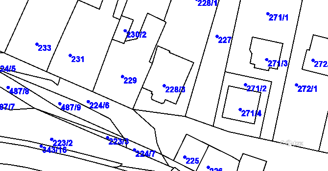 Parcela st. 228/3 v KÚ Lažánky u Blanska, Katastrální mapa
