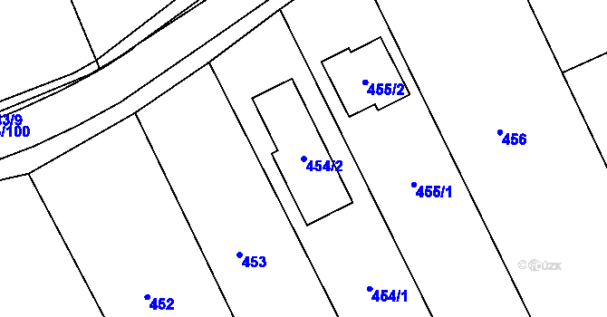Parcela st. 454/2 v KÚ Lažánky u Blanska, Katastrální mapa