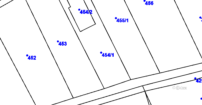 Parcela st. 454/1 v KÚ Lažánky u Blanska, Katastrální mapa