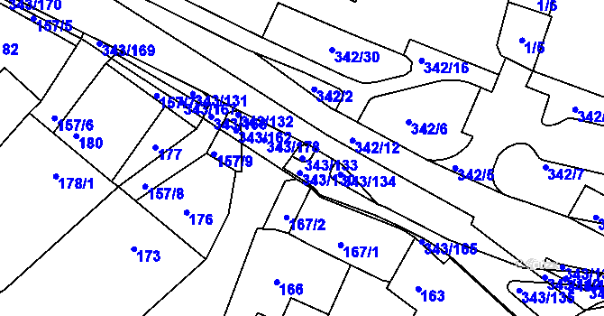 Parcela st. 343/133 v KÚ Lažánky u Blanska, Katastrální mapa
