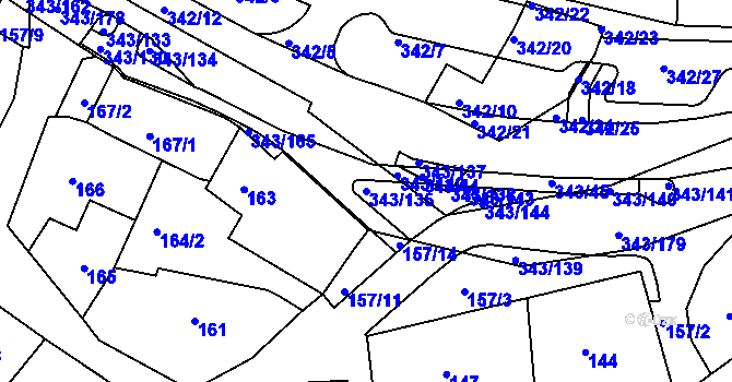 Parcela st. 343/135 v KÚ Lažánky u Blanska, Katastrální mapa