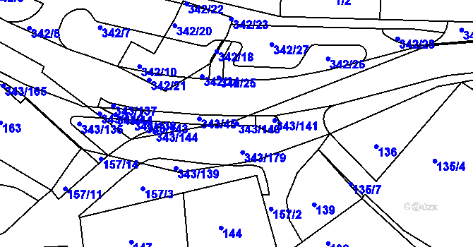 Parcela st. 343/140 v KÚ Lažánky u Blanska, Katastrální mapa