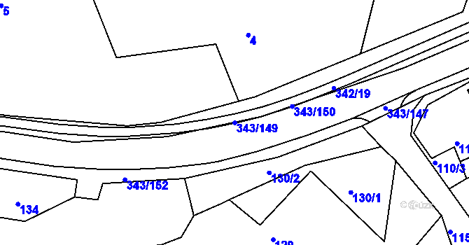 Parcela st. 343/149 v KÚ Lažánky u Blanska, Katastrální mapa
