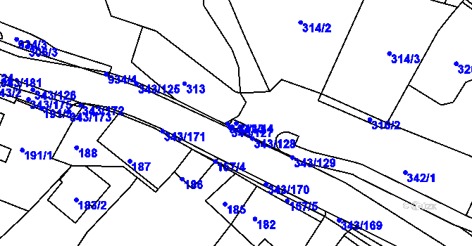 Parcela st. 342/14 v KÚ Lažánky u Blanska, Katastrální mapa