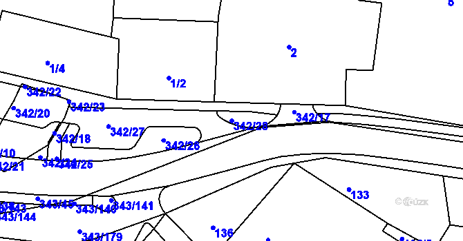 Parcela st. 342/28 v KÚ Lažánky u Blanska, Katastrální mapa