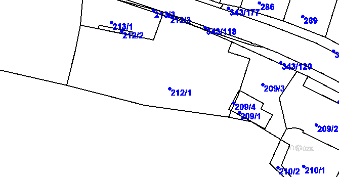 Parcela st. 212/1 v KÚ Lažánky u Blanska, Katastrální mapa