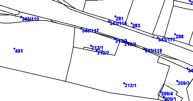 Parcela st. 212/2 v KÚ Lažánky u Blanska, Katastrální mapa